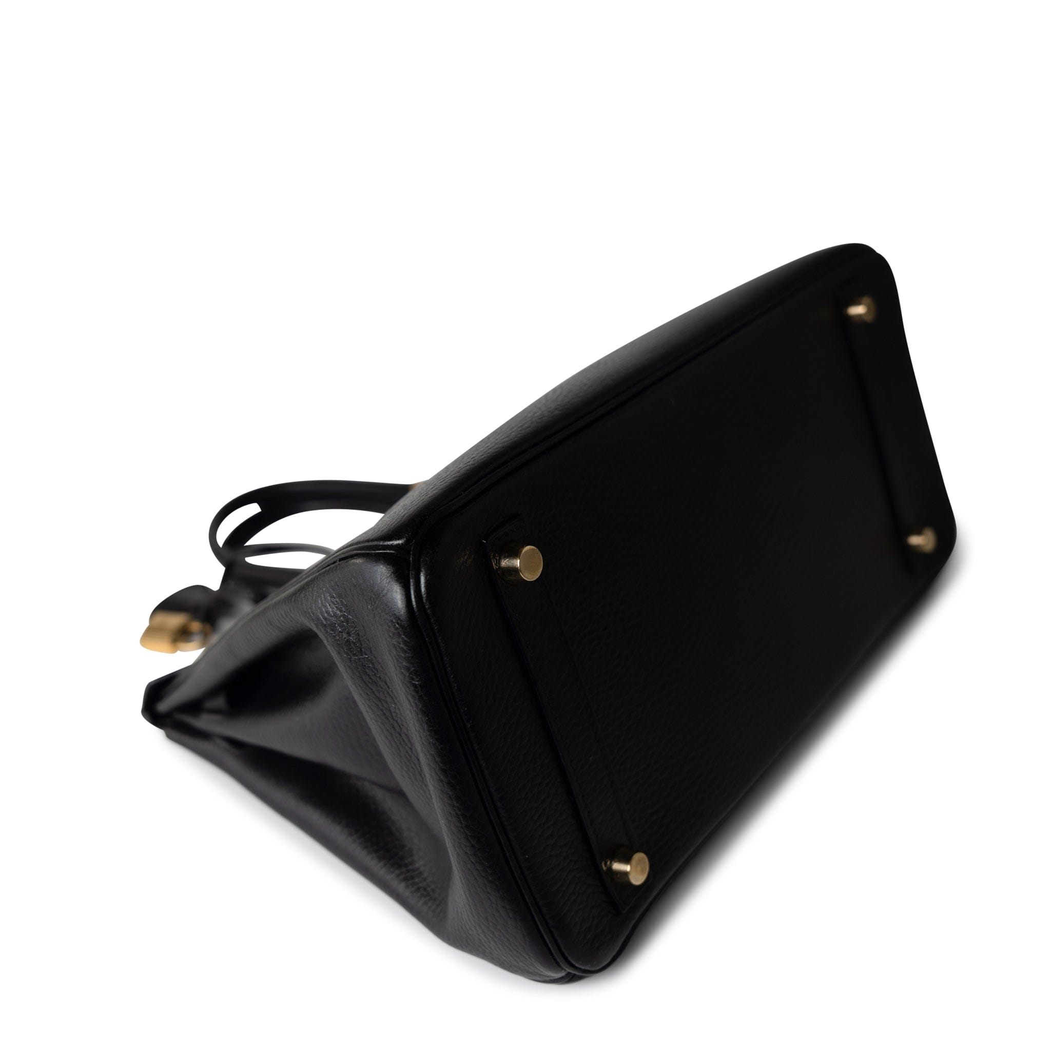 Hermes Handbag Black Birkin 30 Black Noir Vachette Ardennes Gold Plated Hardware - Redeluxe