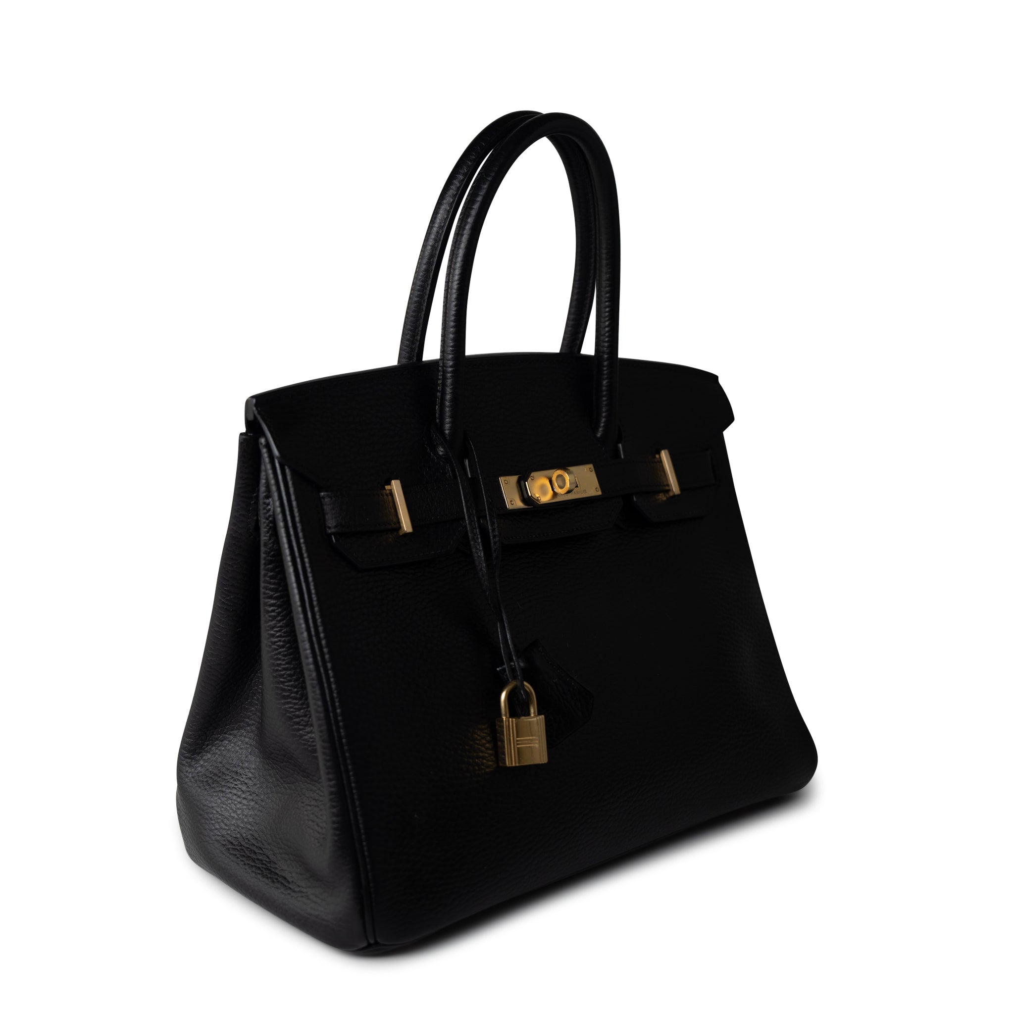 Hermes Handbag Black Birkin 30 Black Noir Vachette Ardennes Gold Plated Hardware - Redeluxe
