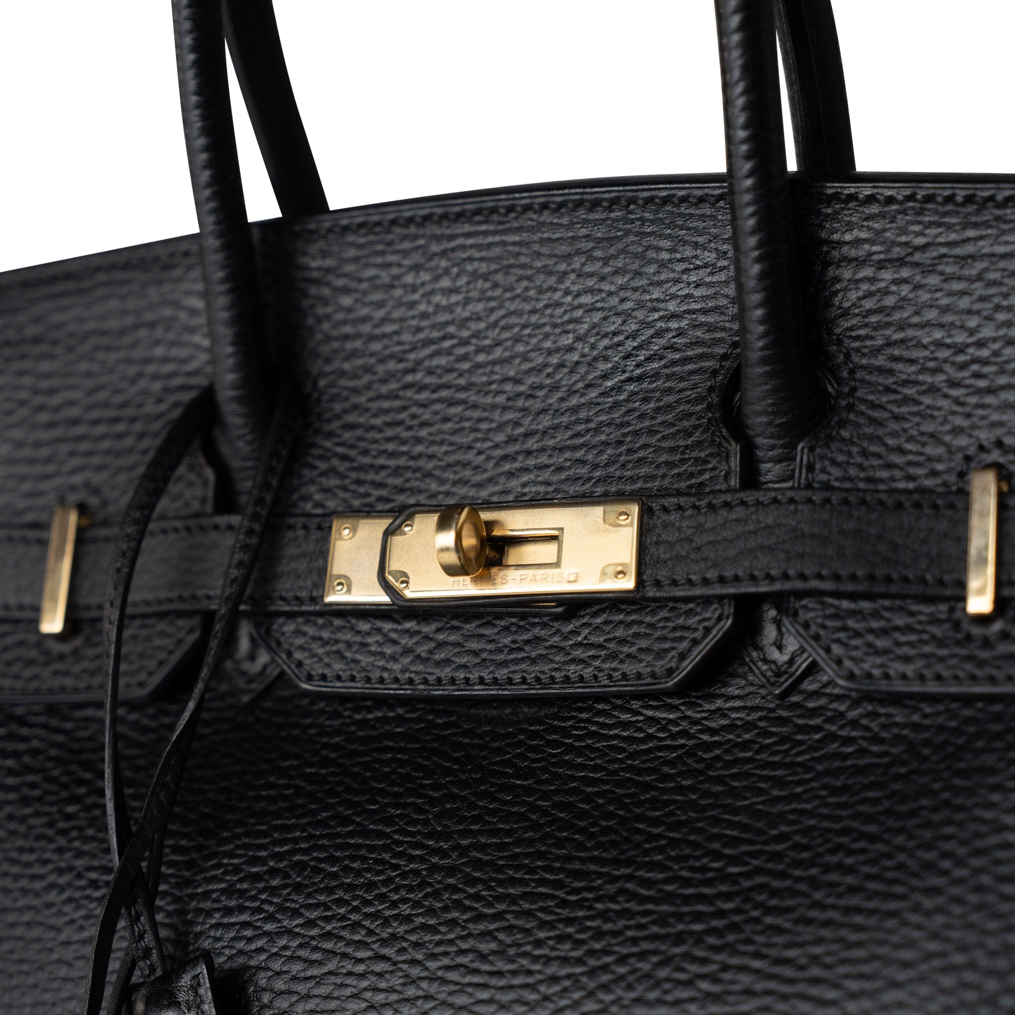 Hermes Handbag Black Birkin 30 Black Noir Vachette Ardennes Gold Plated Hardware - Redeluxe