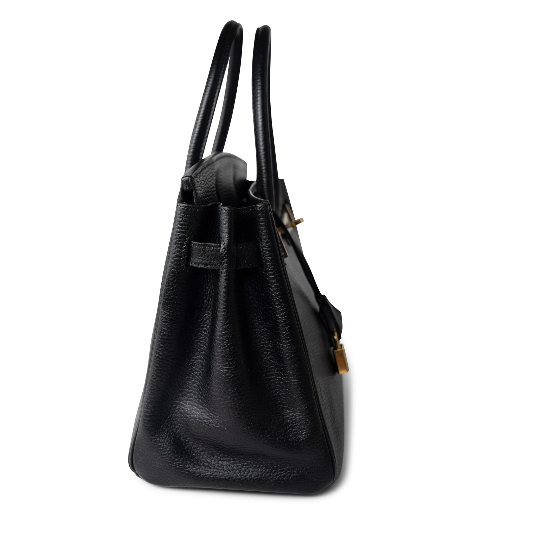 Hermes Handbag Black Birkin 30 Black Noir Vachette Ardennes Gold Plated Hardware - Redeluxe