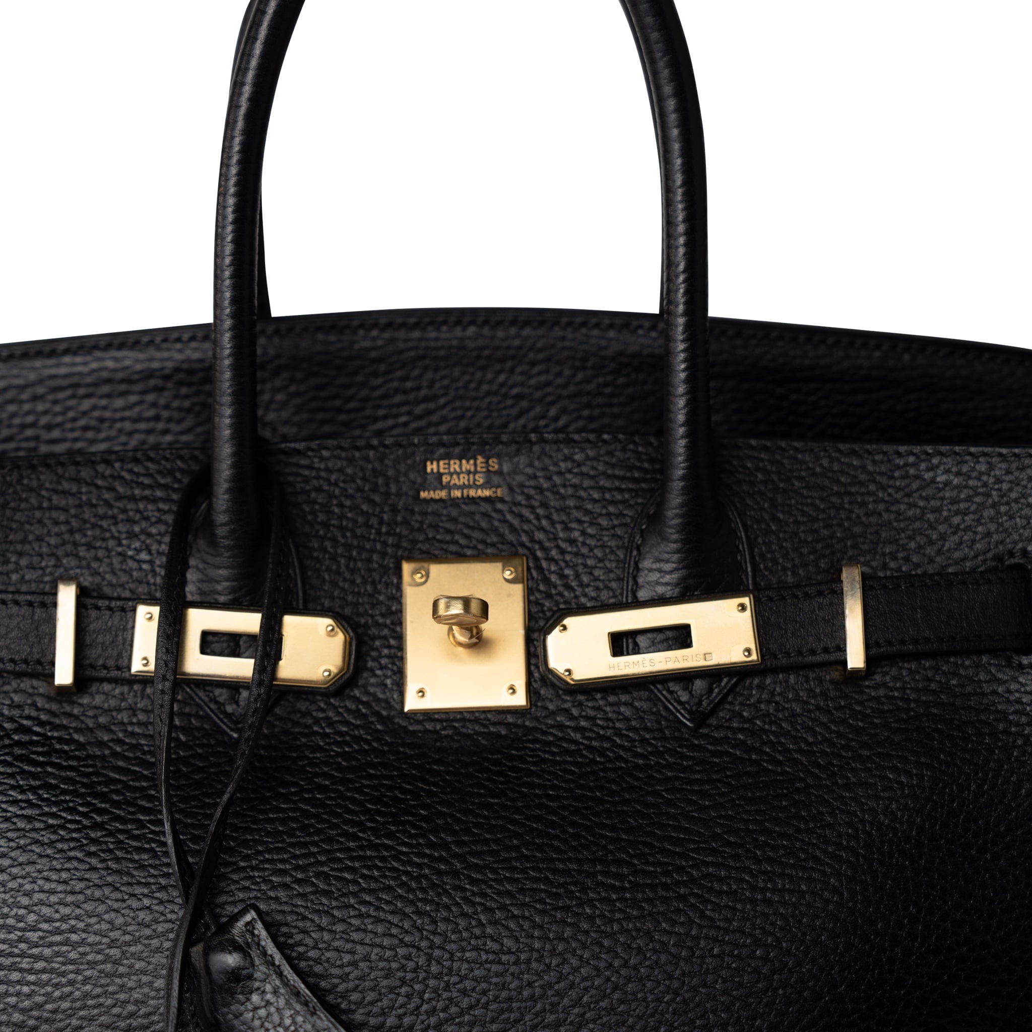 Hermes Handbag Black Birkin 30 Black Noir Vachette Ardennes Gold Plated Hardware - Redeluxe