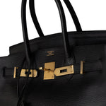 Hermes Handbag Black Birkin 30 Black Noir Vachette Ardennes Gold Plated Hardware - Redeluxe