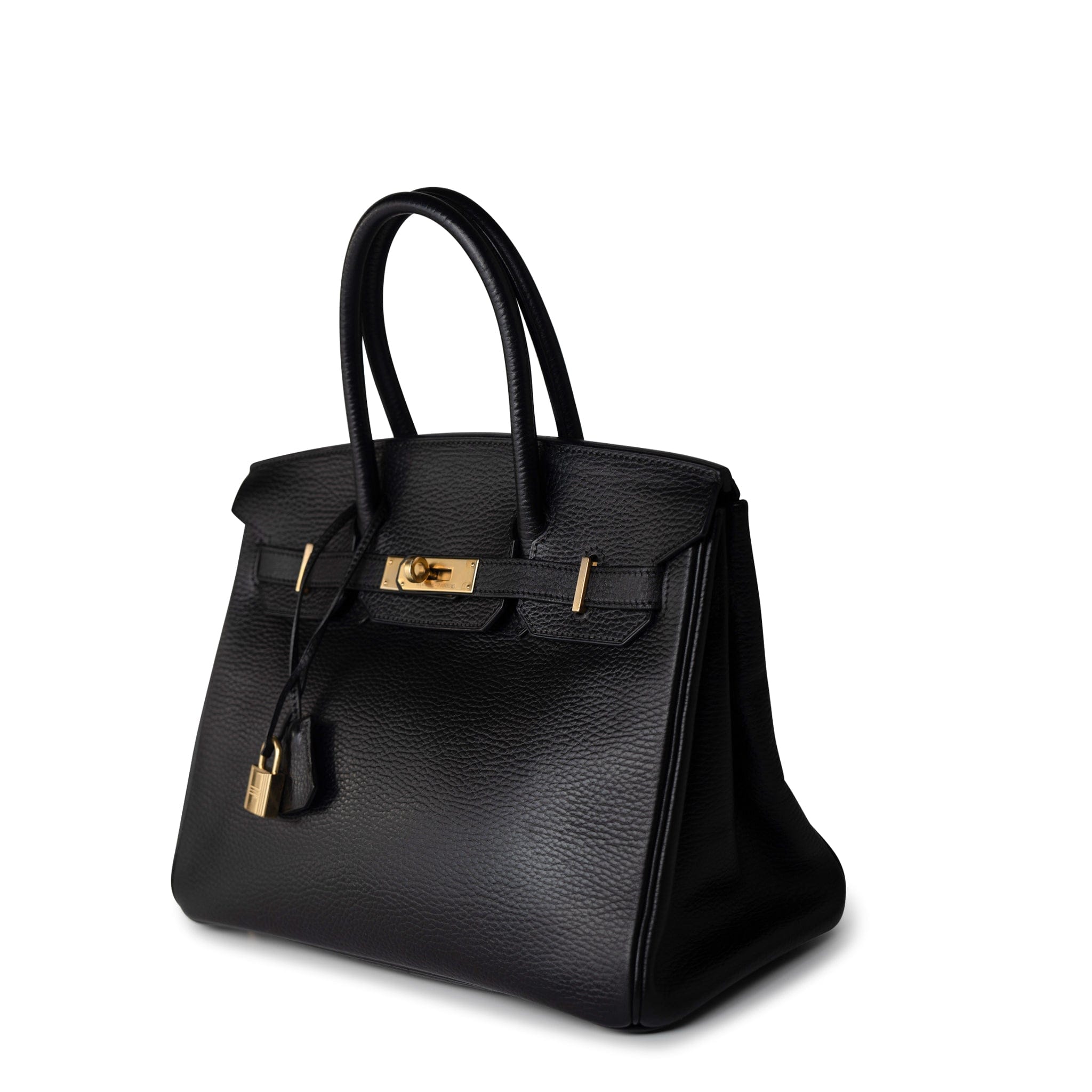 Hermes Handbag Black Birkin 30 Black Noir Vachette Ardennes Gold Plated Hardware - Redeluxe