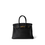 Hermes Handbag Black Birkin 30 Black Togo Gold Plated A Stamp - Redeluxe