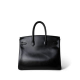 Hermes Handbag Black Birkin 35 Black Box Calfskin Gold Plated F Square Stamp - Redeluxe