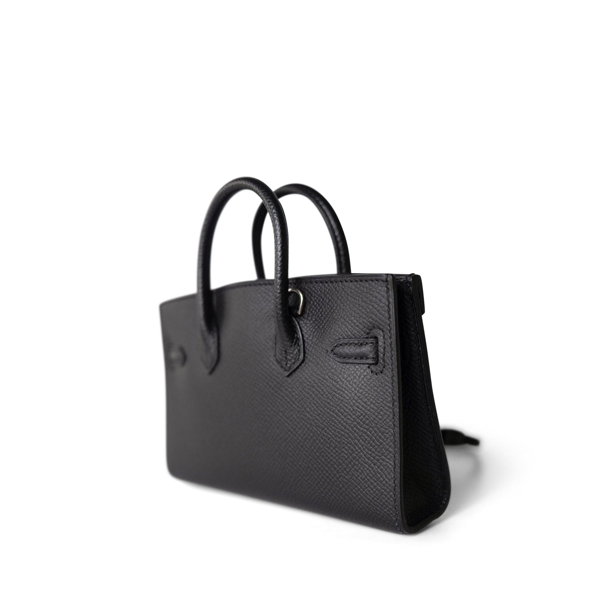 Hermes Handbag Black Birkin Sellier 15 Black Epsom Palladium Plated O Stamp - Redeluxe
