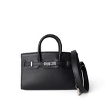 Hermes Handbag Black Birkin Sellier 15 Black Epsom Palladium Plated O Stamp - Redeluxe