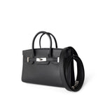 Hermes Handbag Black Birkin Sellier 15 Black Epsom Palladium Plated O Stamp - Redeluxe