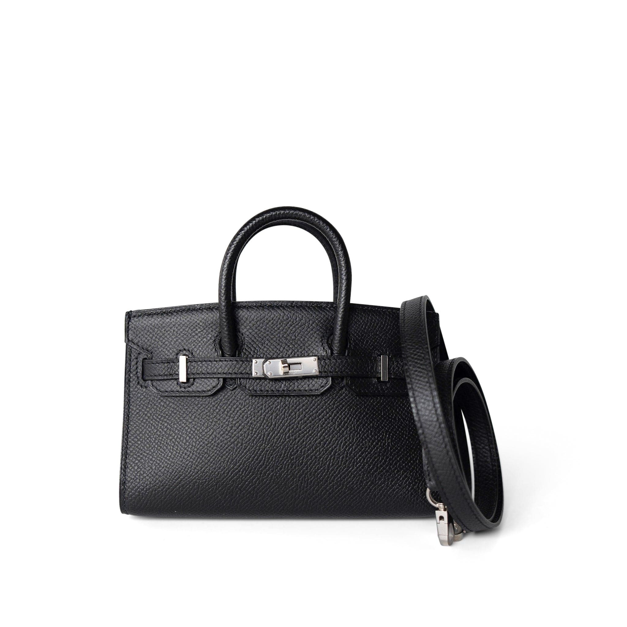 Hermes Handbag Black Birkin Sellier 15 Black Epsom Palladium Plated O Stamp - Redeluxe