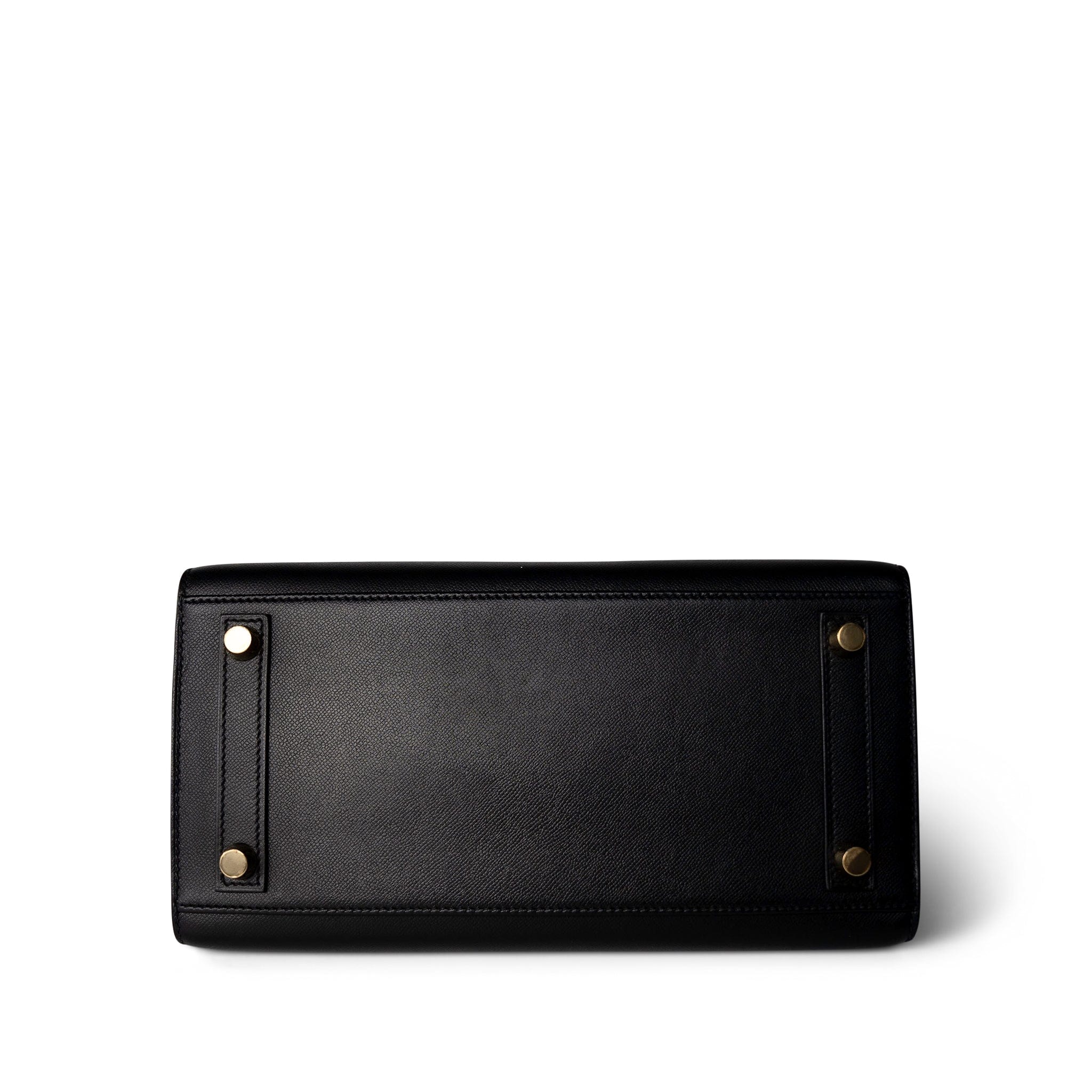Hermes Handbag Black Birkin Sellier 25 Madame Gold Plated Y Stamp - Redeluxe