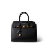 Hermes Handbag Black Birkin Sellier 30 Noir / Black Veau Madame Leather Gold Plated Z Stamp - Redeluxe