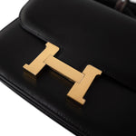 Hermes Handbag Black Constance 18 Black Box Calfskin Gold Plated A Stamp - Redeluxe