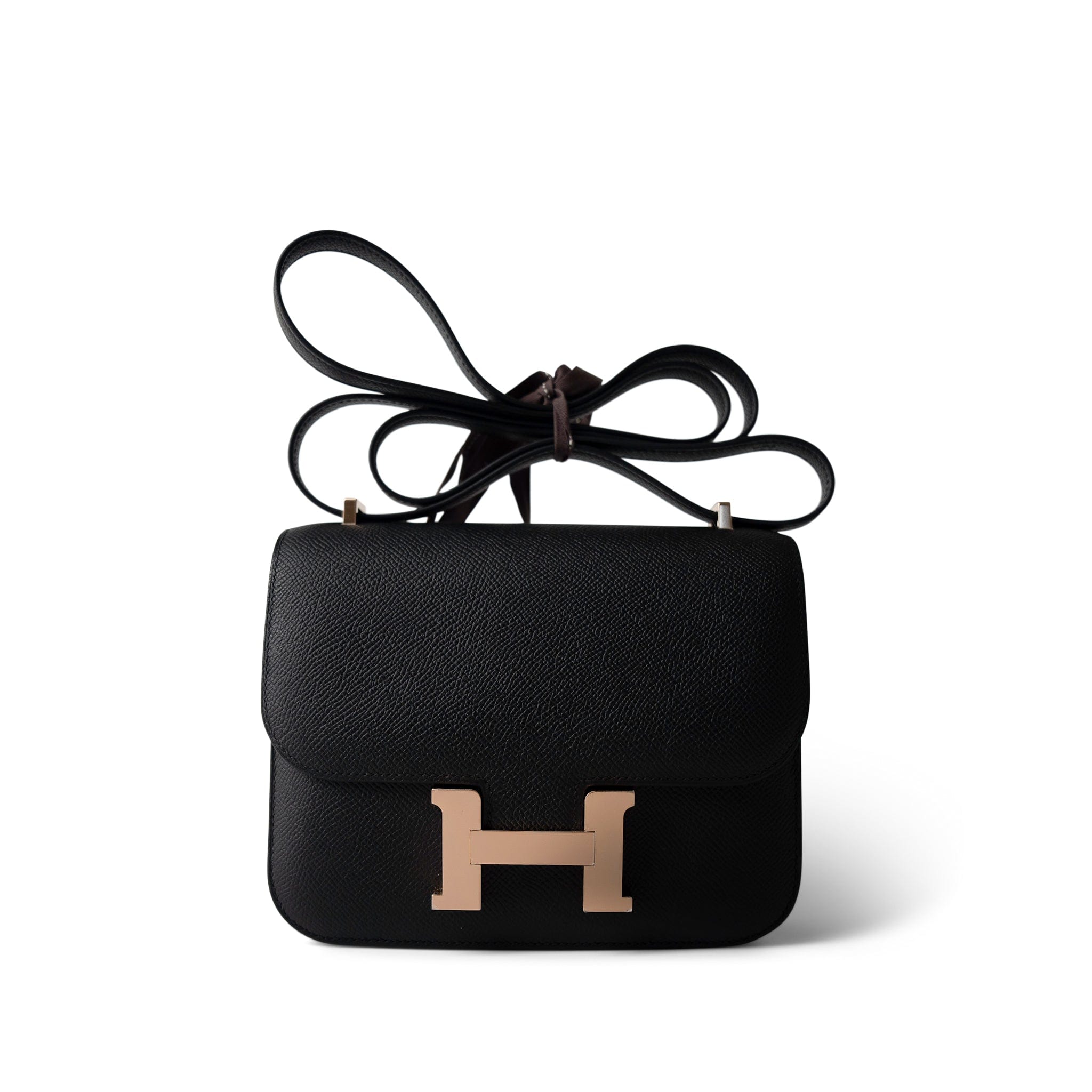 Hermes Handbag Black Constance 18 Black Epsom Rose Gold Plated B Stamp - Redeluxe