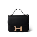 Hermes Handbag Black Constance 18 Black Epsom Rose Gold Plated B Stamp - Redeluxe