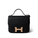 Hermes Handbag Black Constance 18 Black Epsom Rose Gold Plated B Stamp - Redeluxe