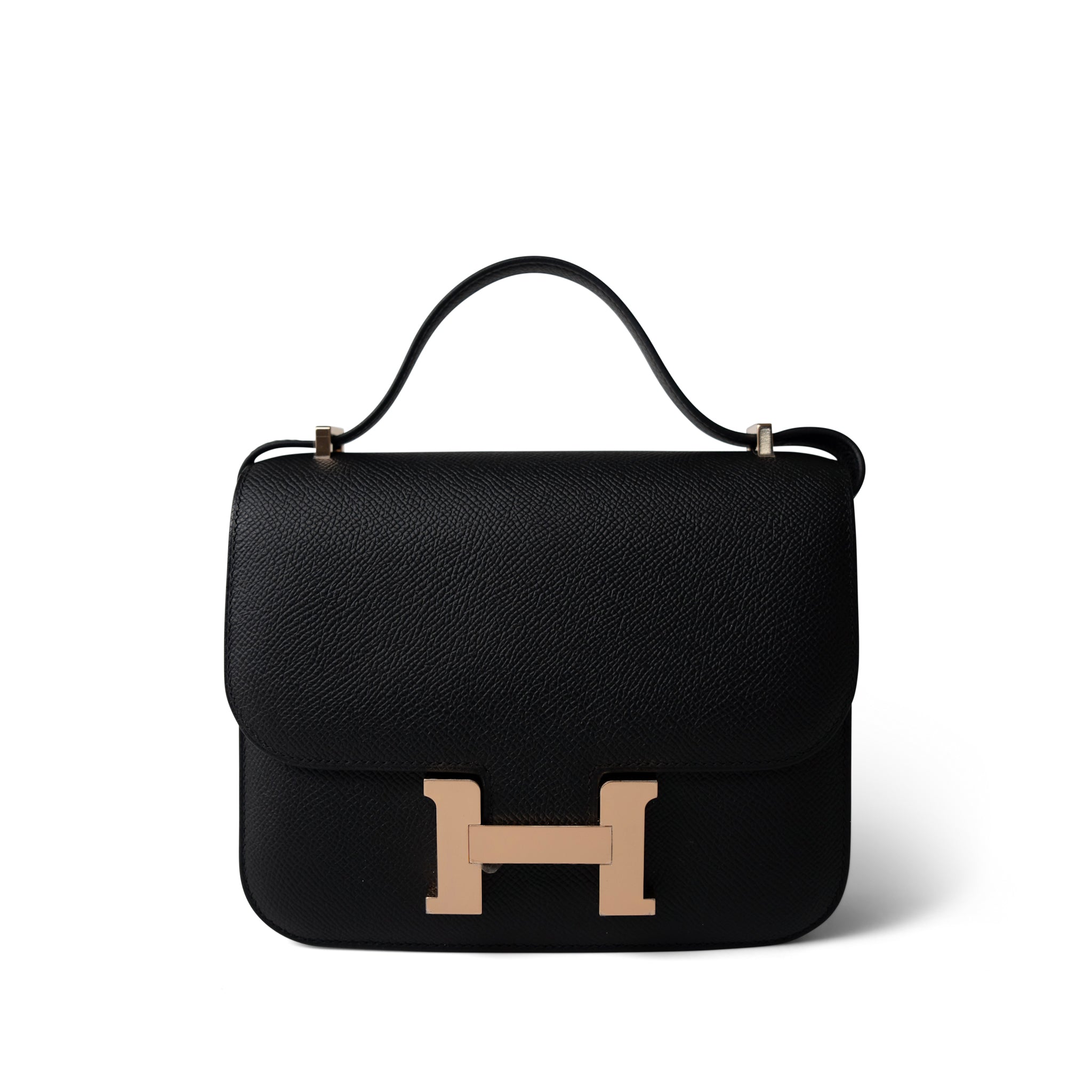 Hermes Handbag Black Constance 18 Black Epsom Rose Gold Plated B Stamp - Redeluxe