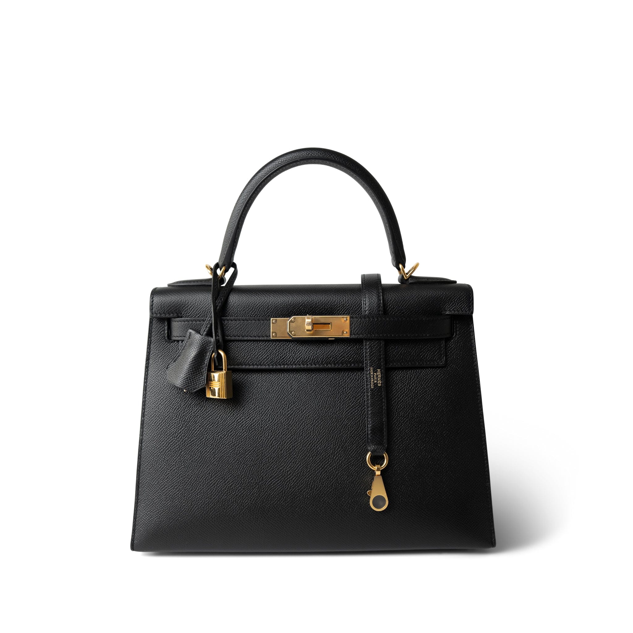 Hermes Handbag Black (Copy) Kelly Sellier 28 Black Epsom Gold Plated C Stamp - Redeluxe