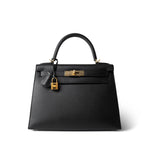 Hermes Handbag Black (Copy) Kelly Sellier 28 Black Epsom Gold Plated C Stamp - Redeluxe