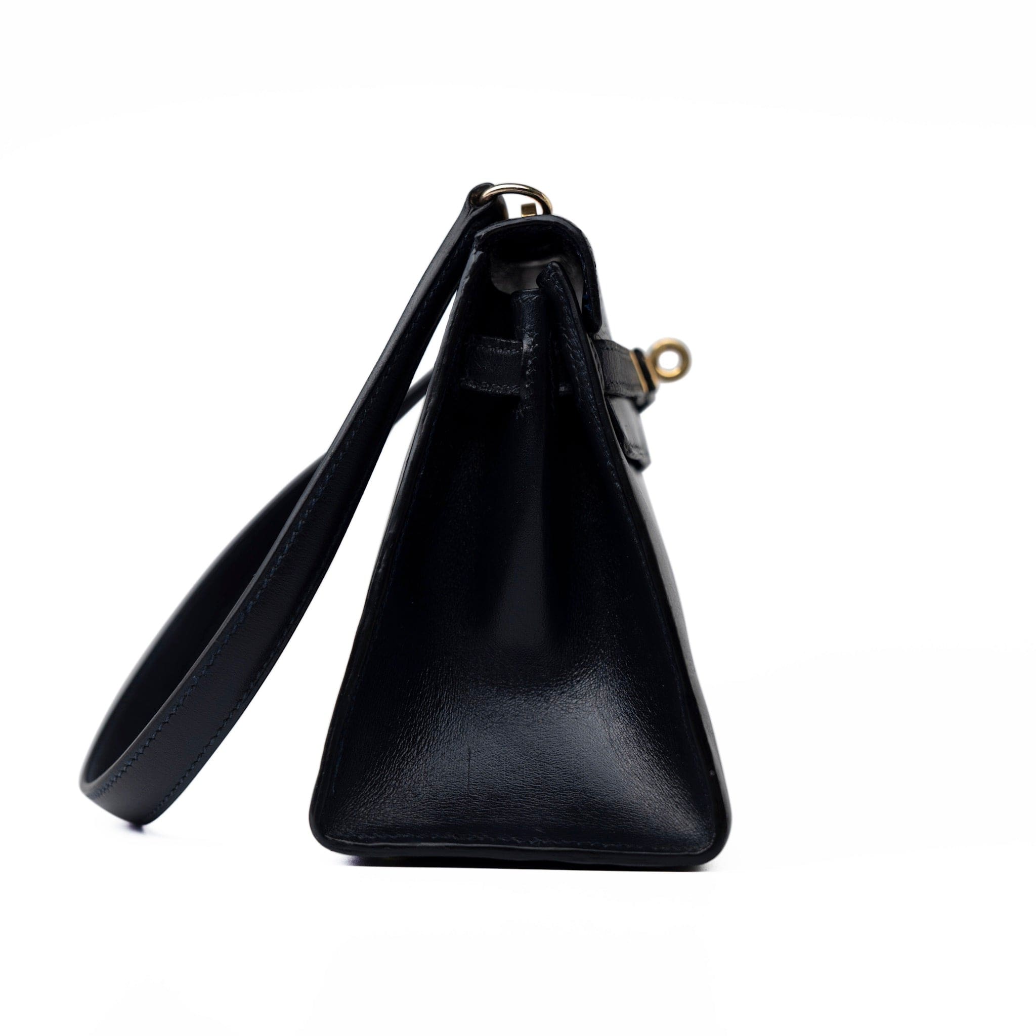 バッグ HERMES VINTAGE BAG HERMÈS Vintage Box Calf Leather Black Bag Ring with Shoulder