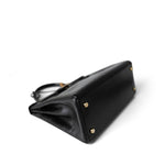 Hermes Handbag Black Kelly 28 Black Box Calfskin Gold Plated (H) Stamp - Redeluxe