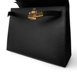 Hermes Handbag Black Kelly 28 Black Epsom Gold Plated B Stamp - Redeluxe