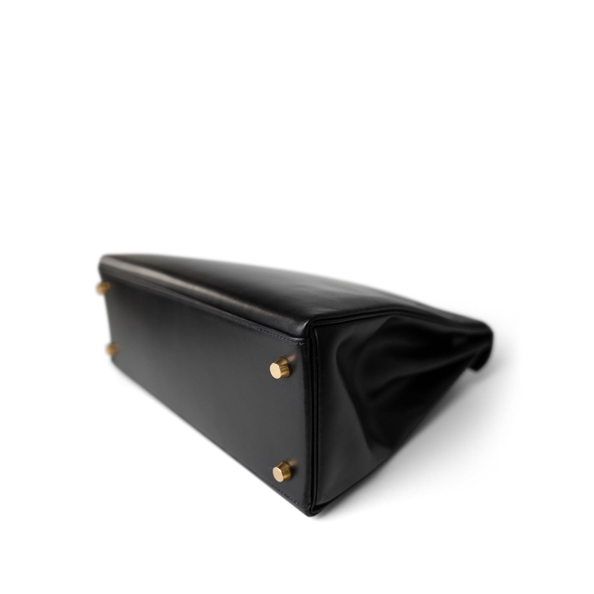 Hermes Handbag Black Kelly 32 Black Box Calfskin Gold Plated A Square Stamp - Redeluxe