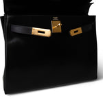 Hermes Handbag Black Kelly 32 Black Box Calfskin Gold Plated A Square Stamp - Redeluxe