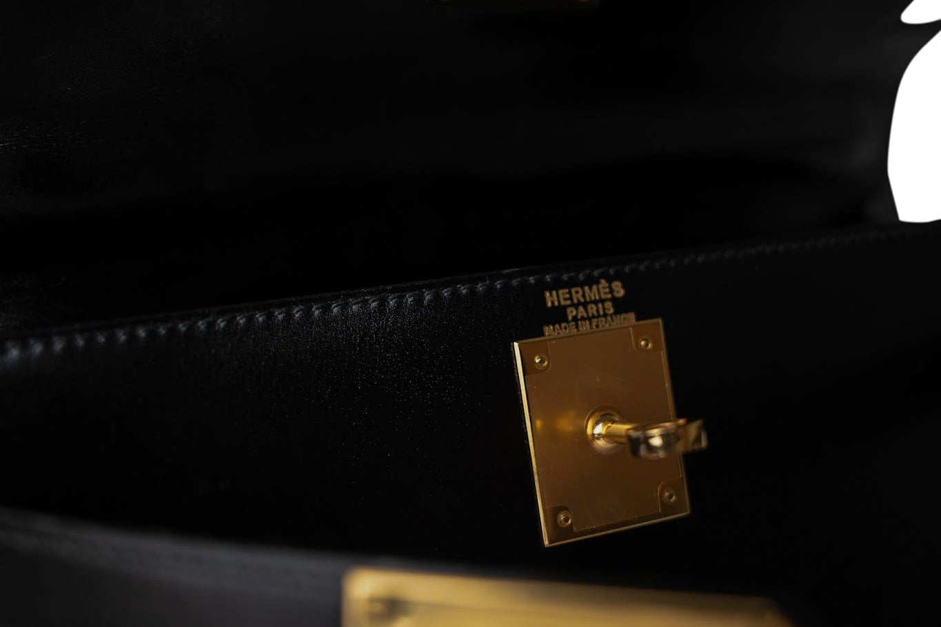 Hermes Handbag Black Kelly Sellier 28 Black Box Calfskin Gold Plated (V) Stamp - Redeluxe