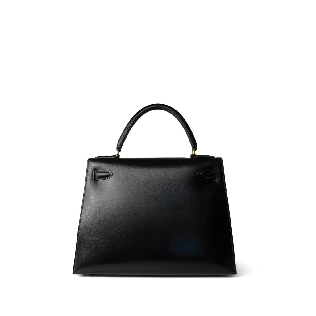 Kelly Sellier 28 Black Box Calfskin Gold Plated X Circle