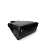 Hermes Handbag Black Kelly Sellier 28 Black Box Calfskin Gold Plated X Circle Stamp - Redeluxe