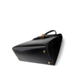 Hermes Handbag Black Kelly Sellier 28 Black Box Calfskin Gold Plated X Circle Stamp - Redeluxe