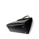 Hermes Handbag Black Kelly Sellier 28 Black Box Calfskin Gold Plated X Circle Stamp - Redeluxe