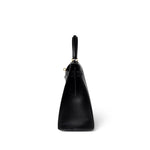 Hermes Handbag Black Kelly Sellier 28 Black Box Calfskin Gold Plated X Circle Stamp - Redeluxe