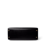 Hermes Handbag Black Kelly Sellier 28 Black Box Calfskin Gold Plated X Circle Stamp - Redeluxe