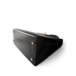 Hermes Handbag Black Kelly Sellier 28 Black Box Calfskin Gold Plated Y Circle Stamp - Redeluxe