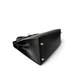 Hermes Handbag Black Kelly Sellier 28 Black Box Calfskin Gold Plated Y Circle Stamp - Redeluxe