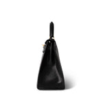 Hermes Handbag Black Kelly Sellier 28 Black Lizard Gold Plated (Y) Stamp - Redeluxe