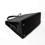 Hermes Handbag Black Kelly Sellier 28 Box Calfskin Gold Plated Hardware M Circle Stamp - Redeluxe
