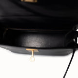 Hermes Handbag Black Kelly Sellier 28 Box Calfskin Gold Plated Hardware M Circle Stamp - Redeluxe
