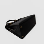 Hermes Handbag Black Kelly Sellier 28 Box Calfskin Gold Plated Hardware M Circle Stamp - Redeluxe
