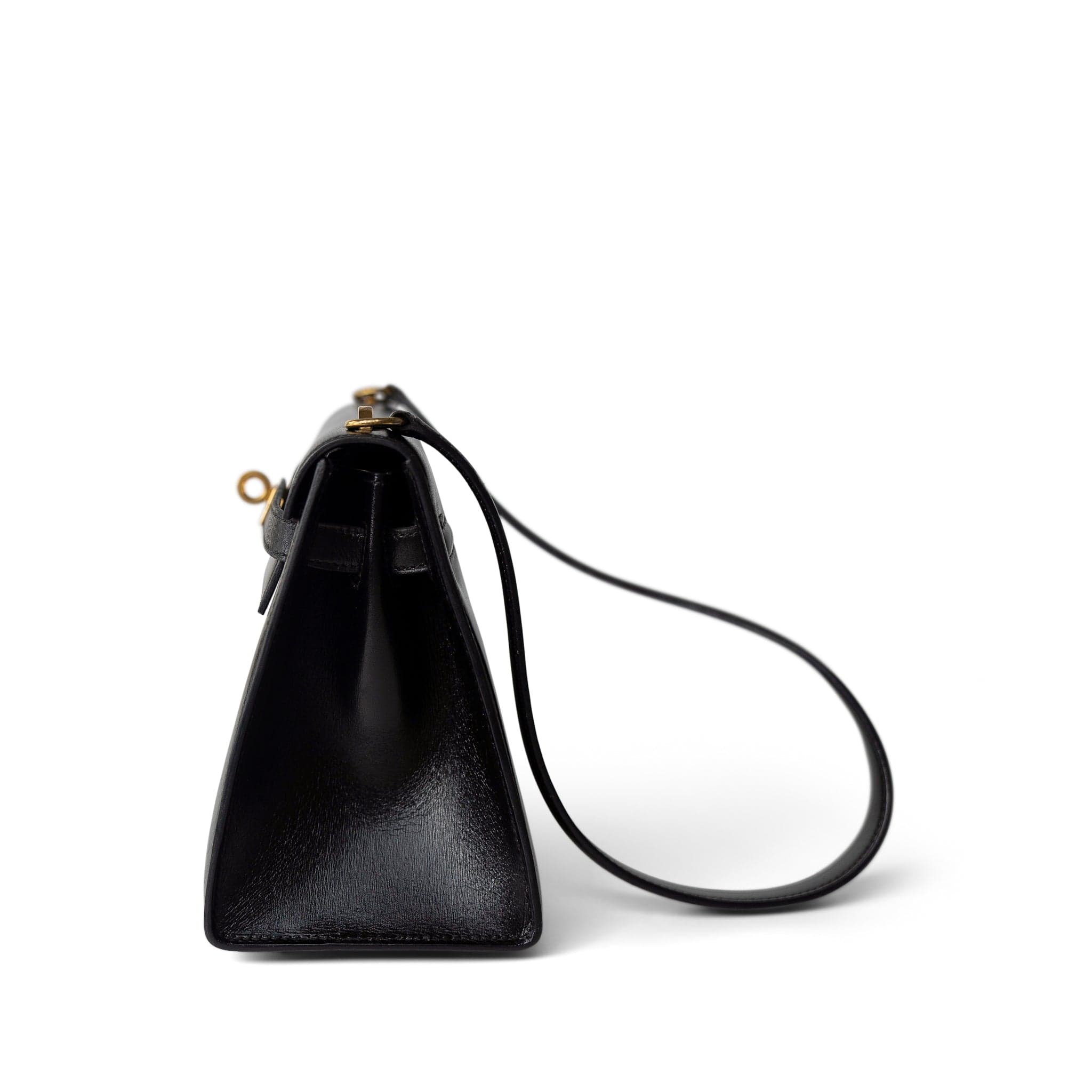 Hermes Handbag Black Mini Kelly Sellier 20 Black Box Calfskin Gold Plated P Circle Stamp - Redeluxe