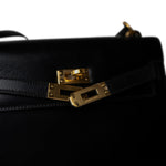 Hermes Handbag Black Mini Kelly Sellier 20 Black Box Calfskin Gold Plated P Circle Stamp - Redeluxe