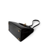 Hermes Handbag Black Mini Kelly Sellier 20 Black Box Calfskin Gold Plated P Circle Stamp - Redeluxe