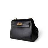 Hermes Handbag Black Mini Kelly Sellier 20 Black Box Calfskin Gold Plated P Circle Stamp - Redeluxe