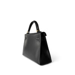 Hermes Handbag Black Mini Kelly Sellier Noir Box Calfskin Gold Plated Z Stamp - Redeluxe