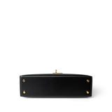 Hermes Handbag Black Mini Kelly Sellier Noir Box Calfskin Gold Plated Z Stamp - Redeluxe