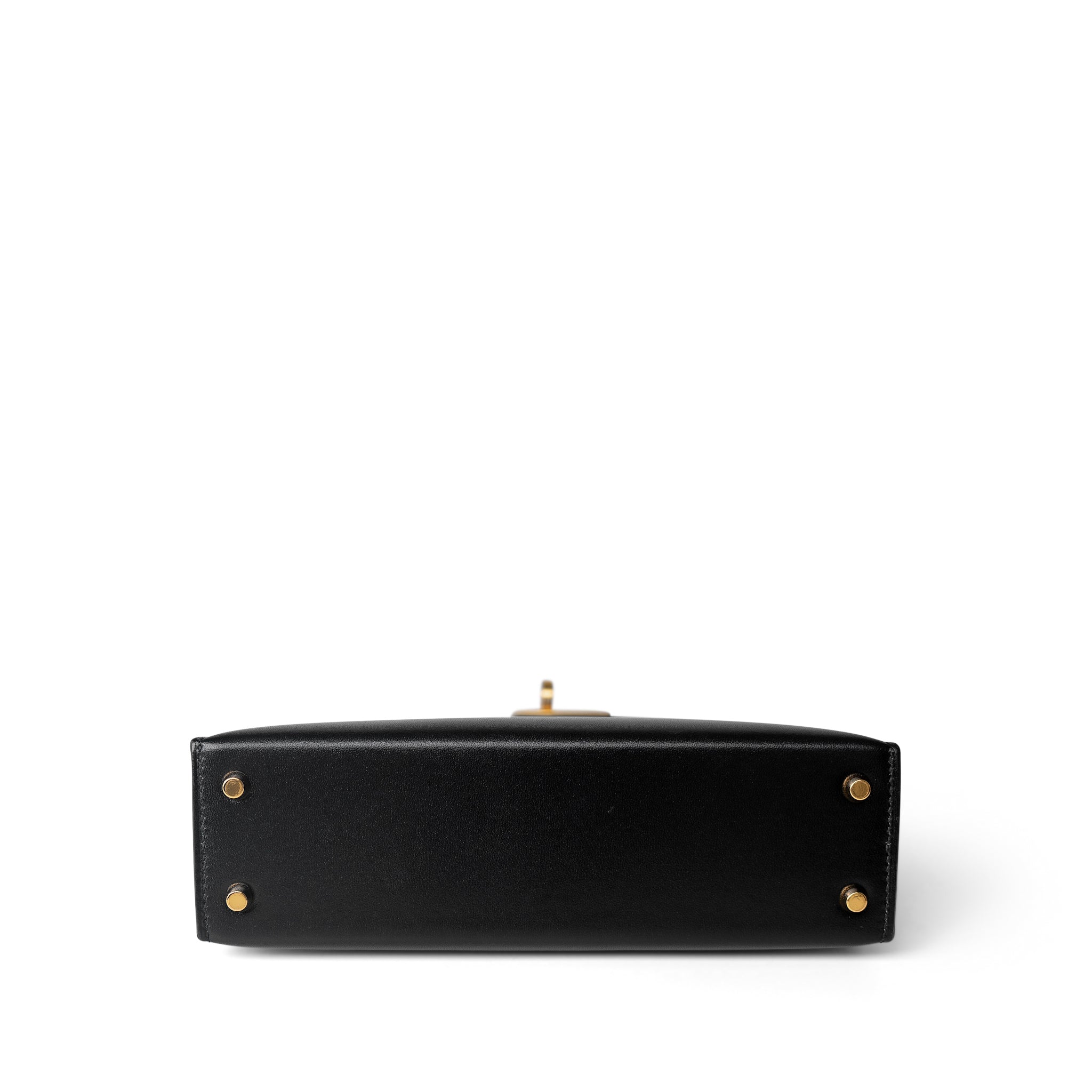 Hermes Handbag Black Mini Kelly Sellier Noir Box Calfskin Gold Plated Z Stamp - Redeluxe