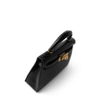 Hermes Handbag Black Mini Kelly Sellier Noir Box Calfskin Gold Plated Z Stamp - Redeluxe