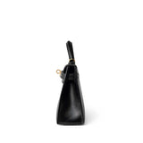 Hermes Handbag Black Mini Kelly Sellier Noir Box Calfskin Gold Plated Z Stamp - Redeluxe