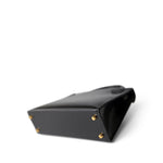 Hermes Handbag Black Mini Kelly Sellier Noir Box Calfskin Gold Plated Z Stamp - Redeluxe
